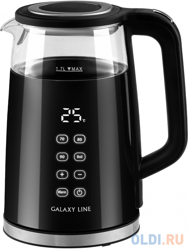 Чайник электрический Galaxy Line GL 0342 1.7л. 2200Вт черный (корпус: пластик) кашпо флэйм альтернатива ø30 h50 v24л пластик белый