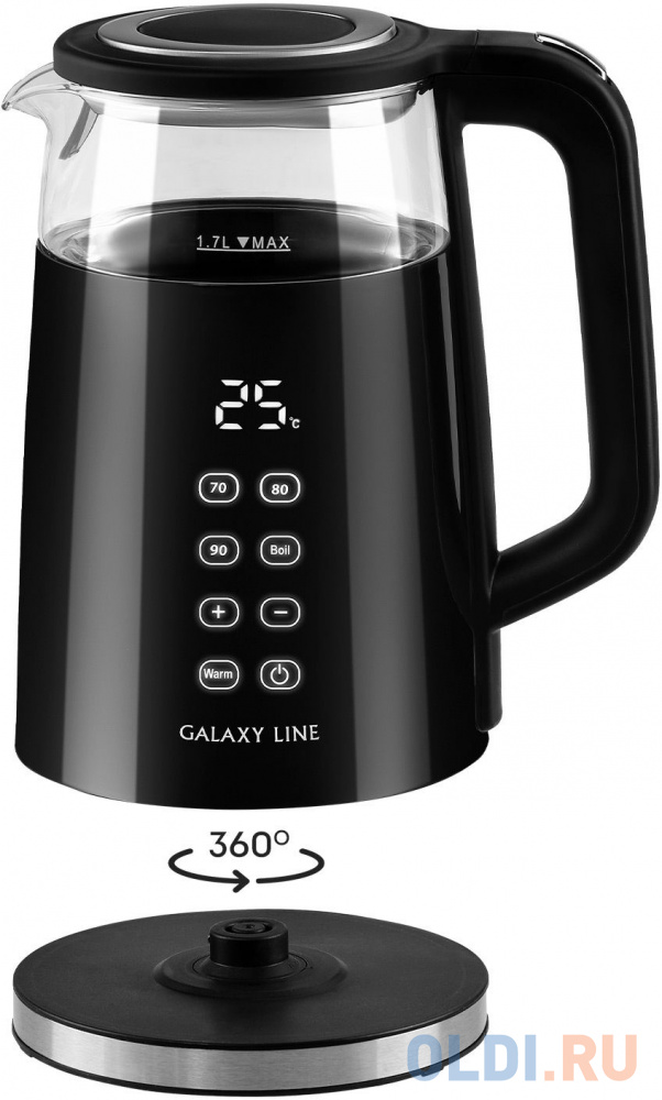 Чайник электрический Galaxy Line GL 0342 1.7л. 2200Вт черный (корпус: пластик) ГЛ0342Л - фото 3