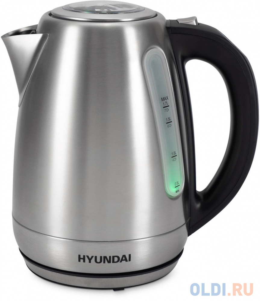 Чайник электрический Hyundai HYK-S8408 1.7л. 2200Вт серебристый матовый/черный (корпус: нержавеющая сталь) - фото 2