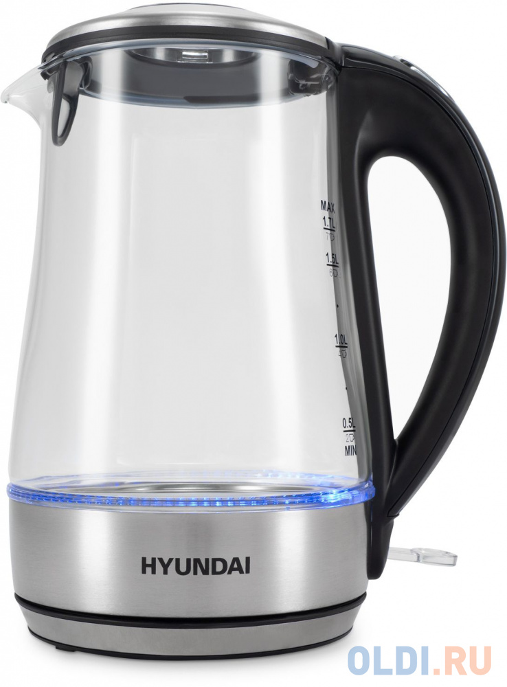 Чайник электрический Hyundai HYK-G8406 1.7л. 2200Вт прозрачный/черный (корпус: нержавеющая сталь) - фото 6