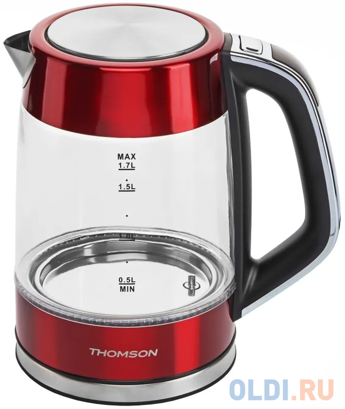 Чайник GLASS K20ES-2001 1.7L RED THOMSON, цвет красный