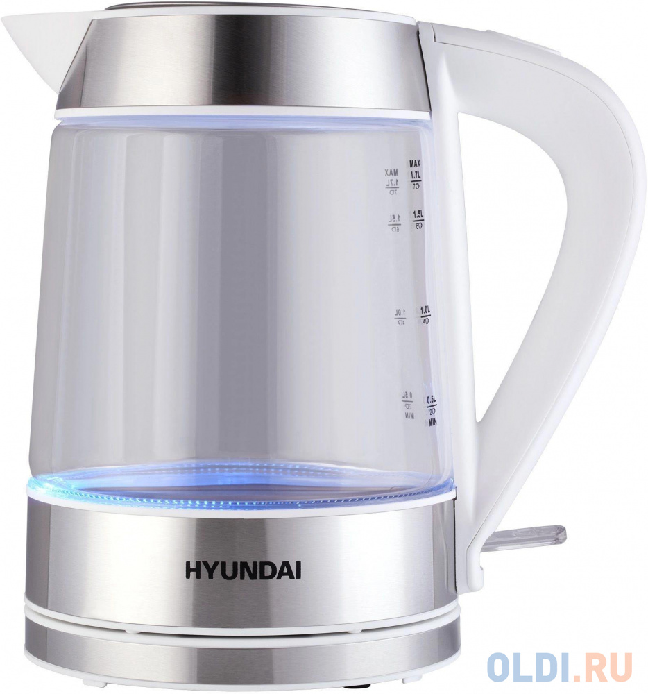 

Чайник электрический Hyundai HYK-G3606 1.7л. 2200Вт белый/прозрачный корпус: стекло