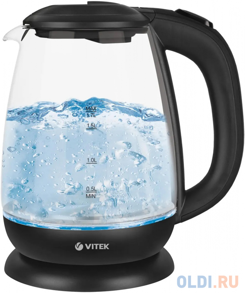

Чайник электрический Vitek VT-1173, 2200Вт, прозрачный и черный