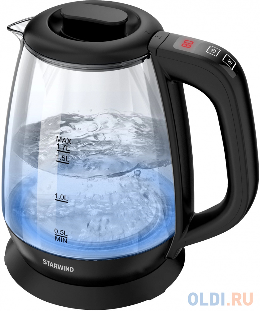 

Чайник электрический Starwind SKS3036 1.7л. 2200Вт черный корпус: стекло