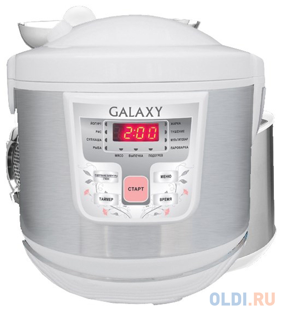 Мультиварка GALAXY GL2641 700 Вт 5 л белый серебристый мультиварка scarlett sc mc410s27 серебристый