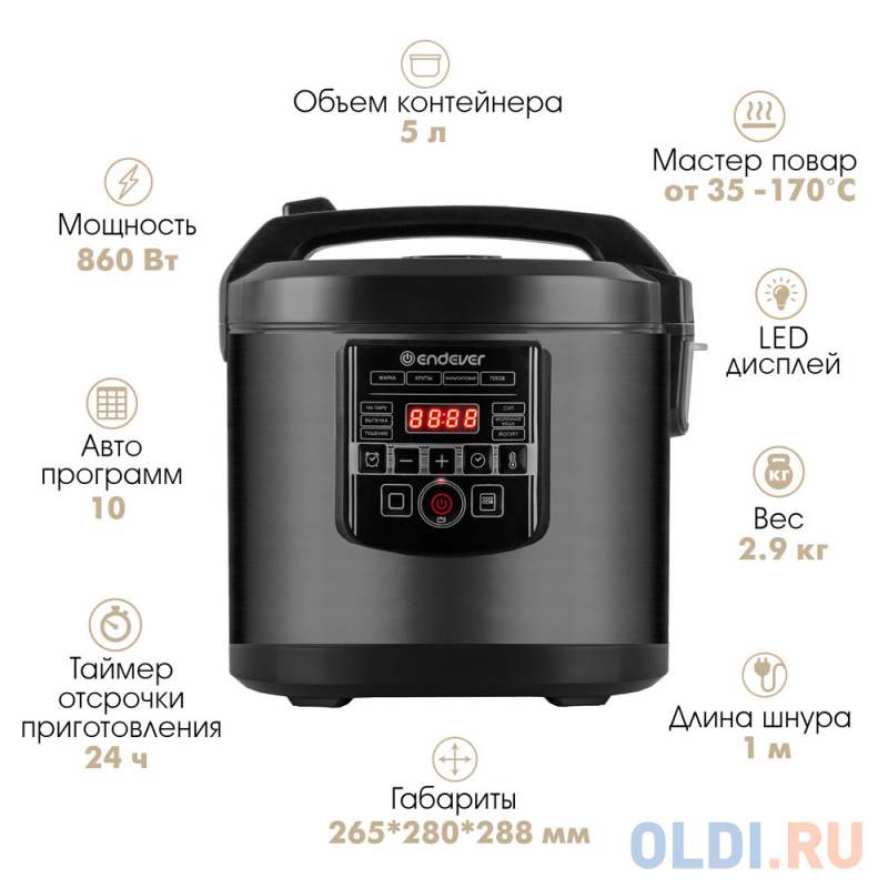 Мультиварка ENDEVER Vita-96 860 Вт 5 л черный фото