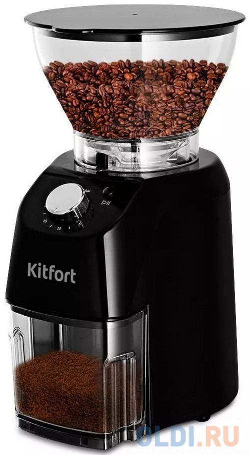 Кофемолка KITFORT КТ-791 160 Вт черный 2024 кт фритюрница kitfort мощность 1450–1600 вт ёмкость чаши 5 3 л объём корзины 2 3 л
