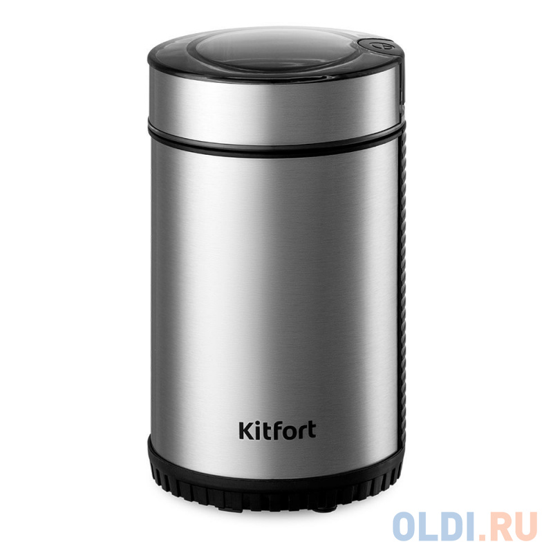 

Кофемолка Kitfort КТ-7109 150Вт сист.помол.:ротац.нож вместим.:40гр серебристый/черный