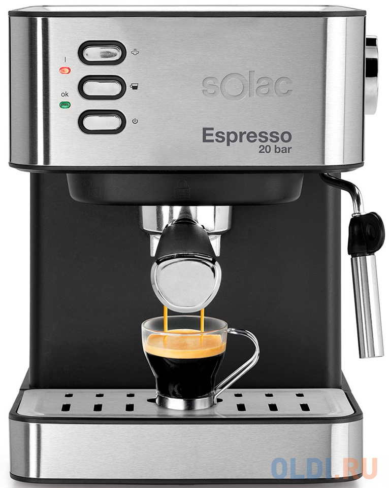 Кофемашина Solac Espresso 20 Bar 850 Вт серебристый кофемашина solac taste slim procap 1200 вт серебристый