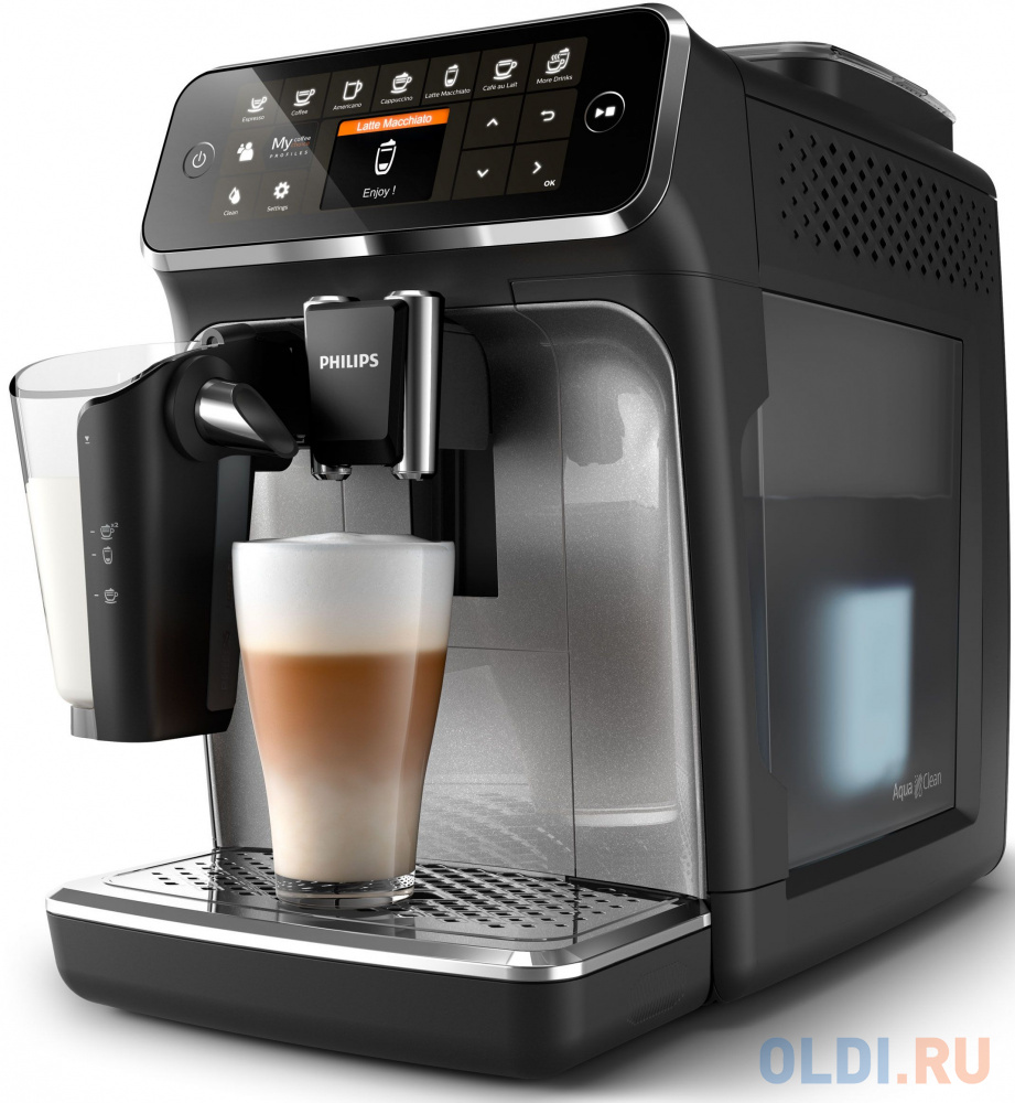 Кофемашина Philips EP4346/70 1500 Вт черный/серебристый тостер philips hd2637 90 830вт серебристый