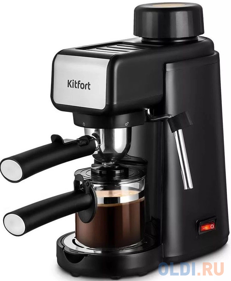 

Кофеварка рожковая Kitfort КТ-7259 800Вт черный/нержавеющая сталь