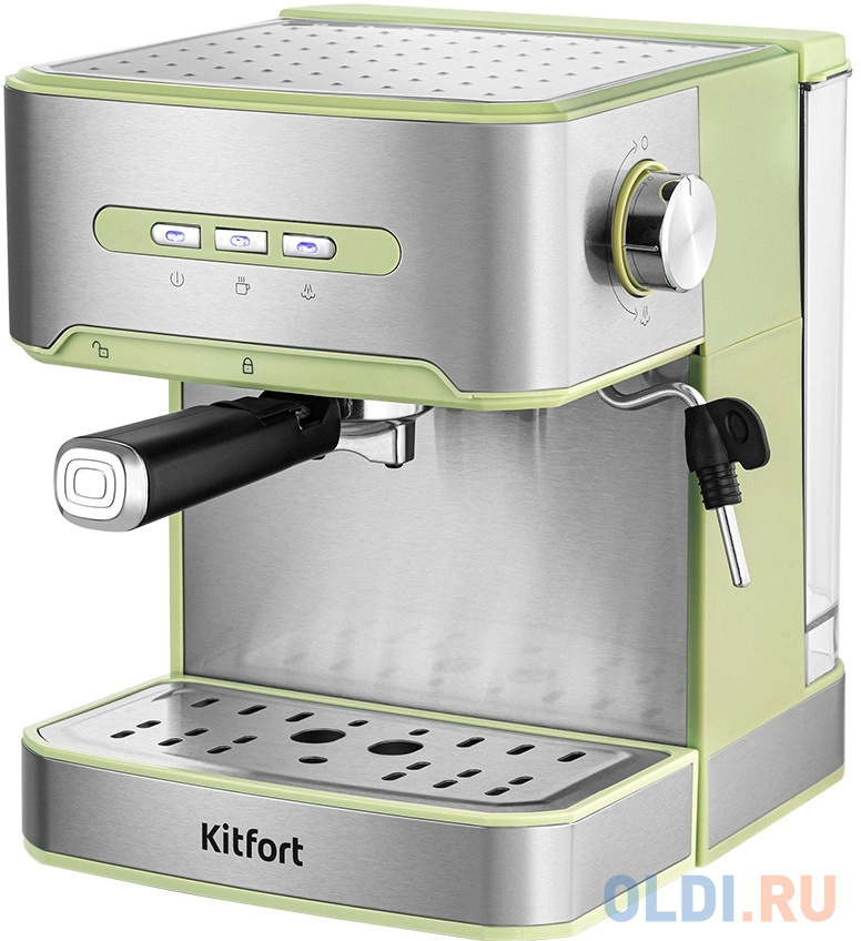 

Кофеварка KitFort КТ-7442, рожковая, зеленый / нержавеющая сталь