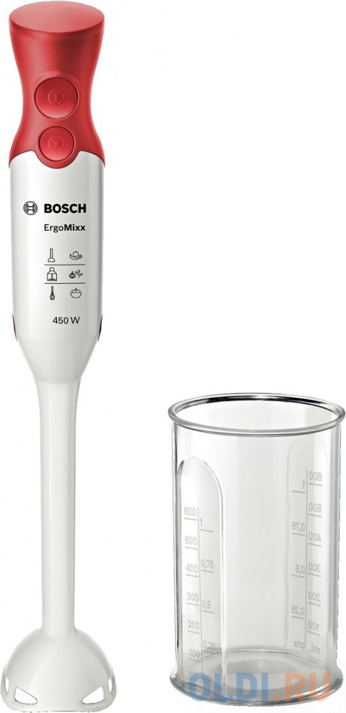 Блендер погружной Bosch MSM 64010 450Вт белый блендер погружной gorenje hbc561qw белый