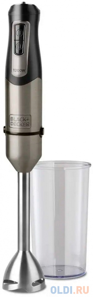 Блендер погружной Black+Decker BXHB1200E 1200Вт серебристый чёрный блендер погружной scarlett sc hb42f63 800вт чёрный серебристый