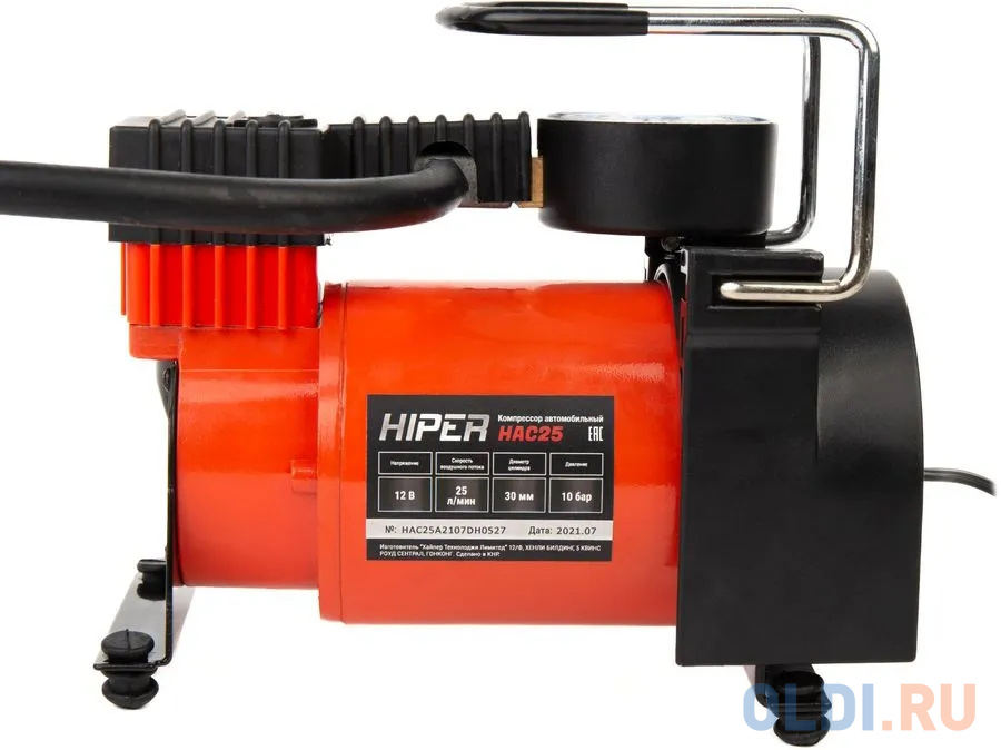 Compressor automobile HIPER HAC25 12V, 10 bar, 25 l / m, размер 225x175x159 мм - фото 4