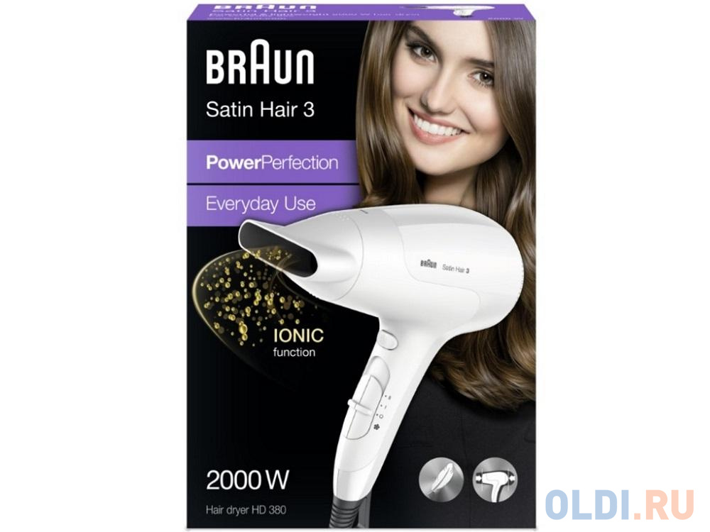 Фен Braun HD 380 Satin Hair3 2000Вт белый