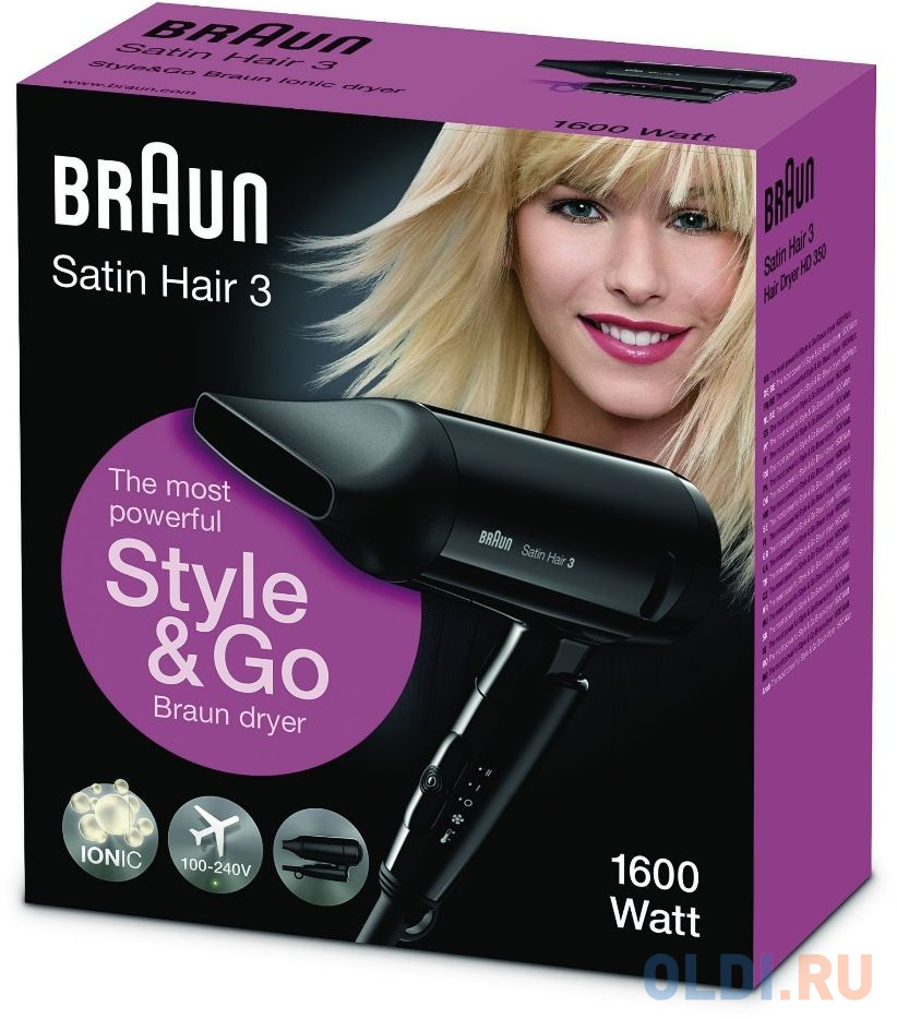 Фен Braun BRHD350E 1600Вт чёрный фото
