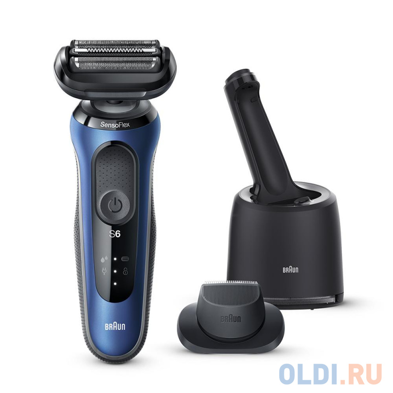 

Бритва сетчатая Braun 60-B7200cc реж.эл.:3 питан.:аккум. черный/голубой