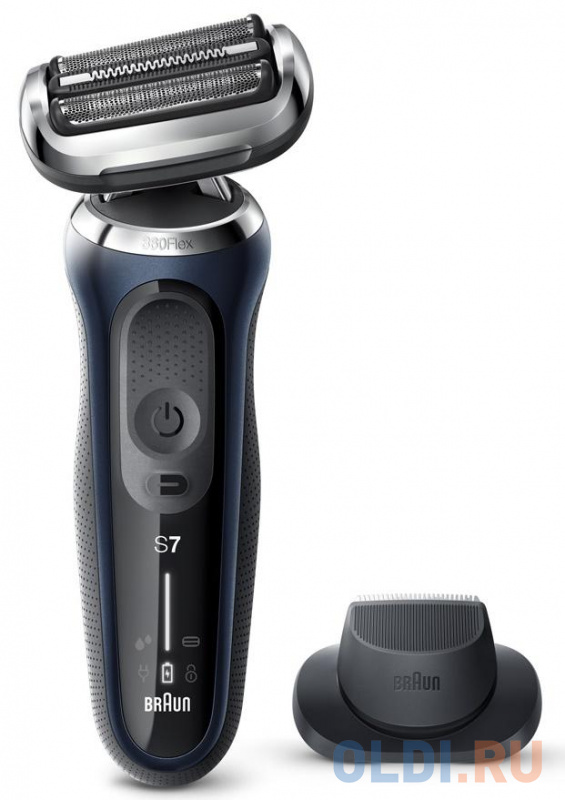 

Бритва сетчатая Braun 70-B1200s реж.эл.:3 питан.:аккум. черный/синий