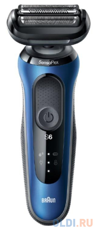

Бритва сетчатая Braun Series 6 60-B4500cs реж.эл.:3 питан.:аккум. черный/синий