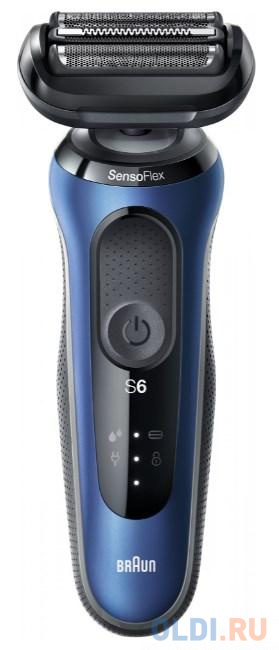 

Бритва сетчатая Braun Series 6 60-B1000s реж.эл.:3 питан.:аккум. черный/синий
