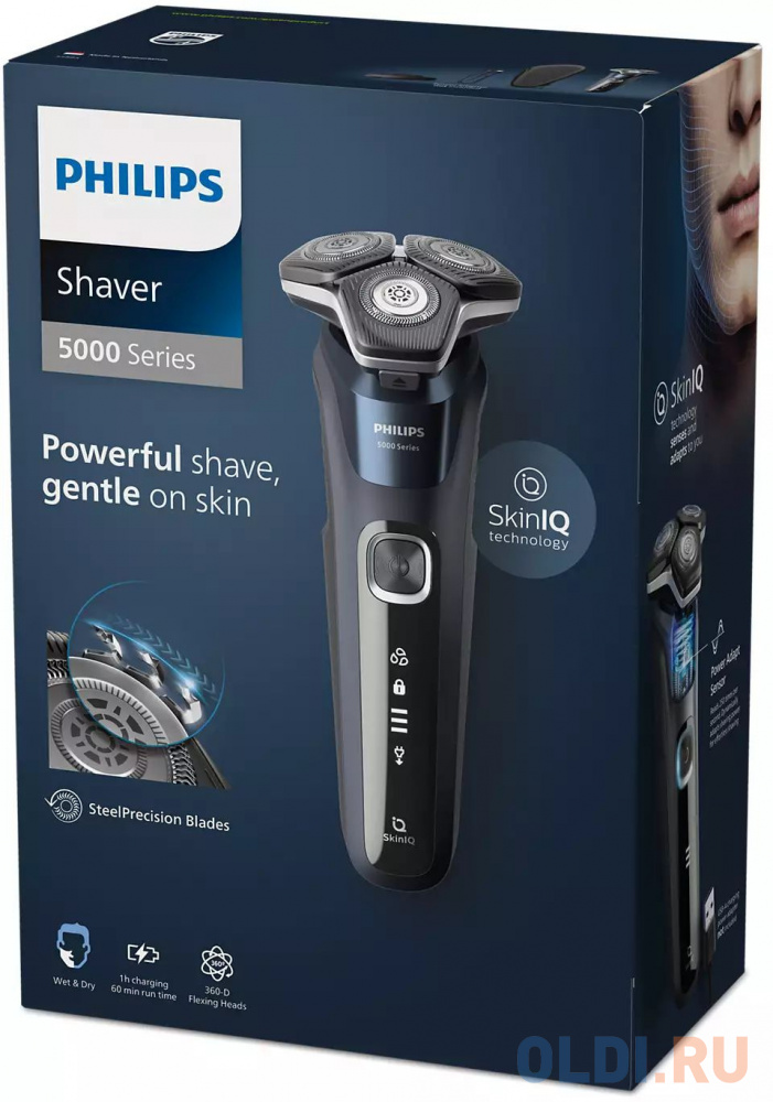 Бритва роторная Philips S5885/35 реж.эл.:3 питан.:аккум. синий/черный Вид№3