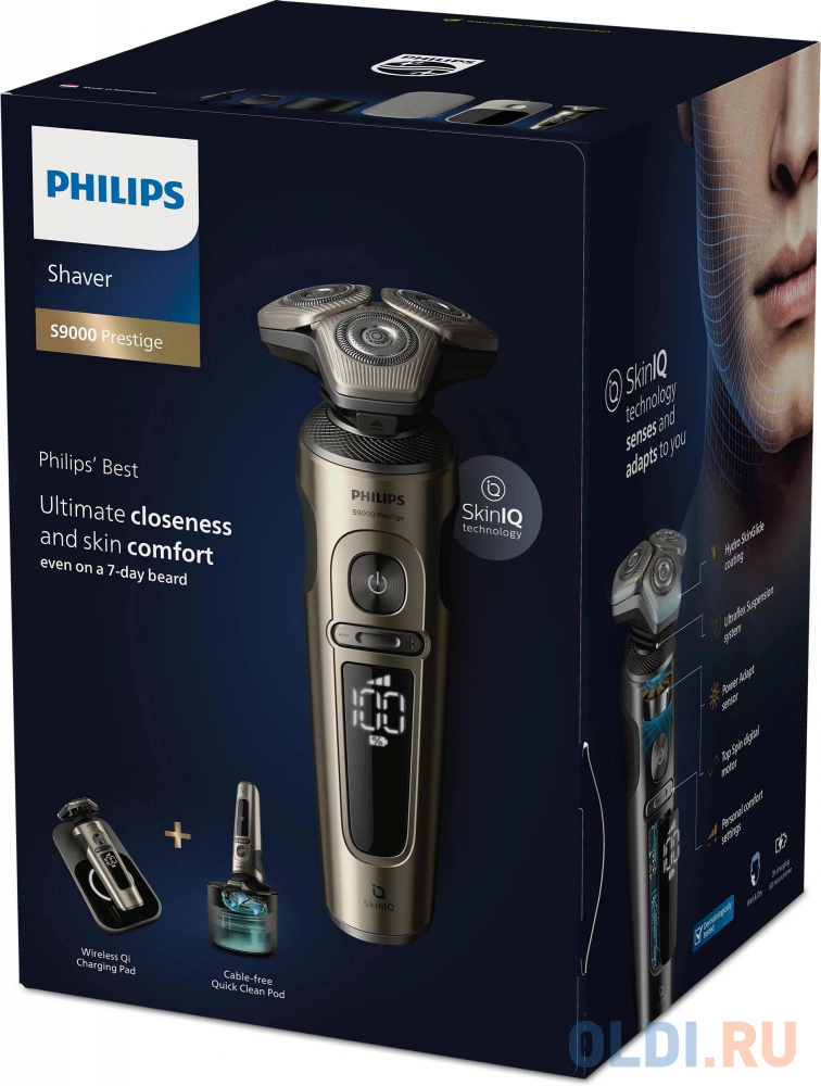 Бритва роторная Philips SP9883/36 реж.эл.:3 питан.:аккум. золотистый/черный Вид№3