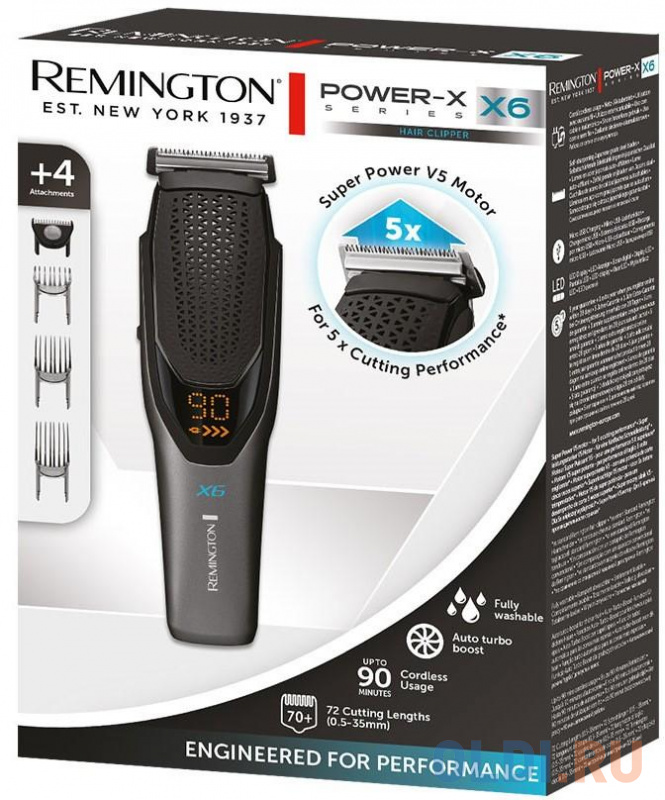 Машинка для стрижки волос Remington POWER X SERIES X6 серый чёрный фото