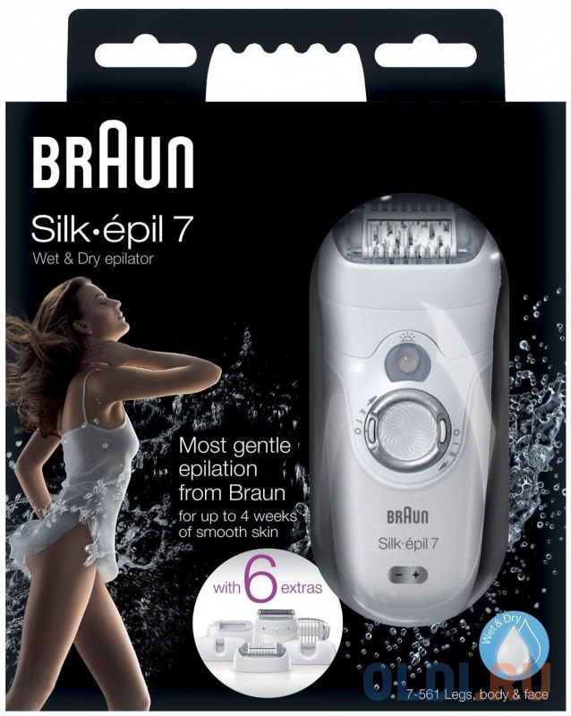 

Эпилятор Braun Silk-epil 7 7-561 белый серебристый