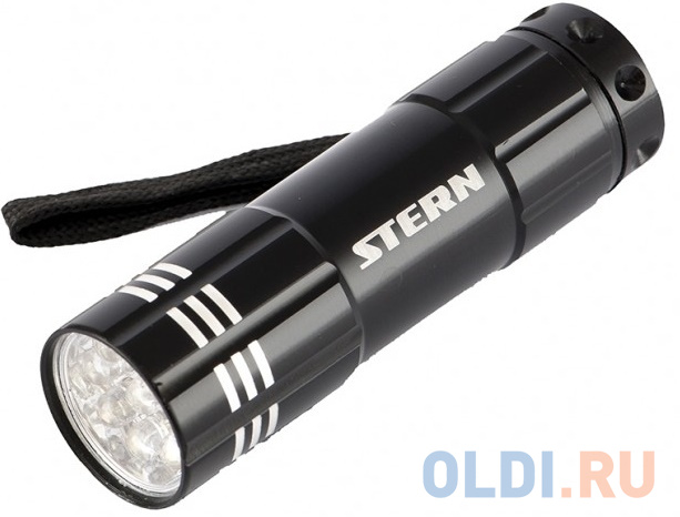 

Фонарь бытовой алюминиевый с гравировкой, чёрный корпус, 9 LED, 3хААА// Stern