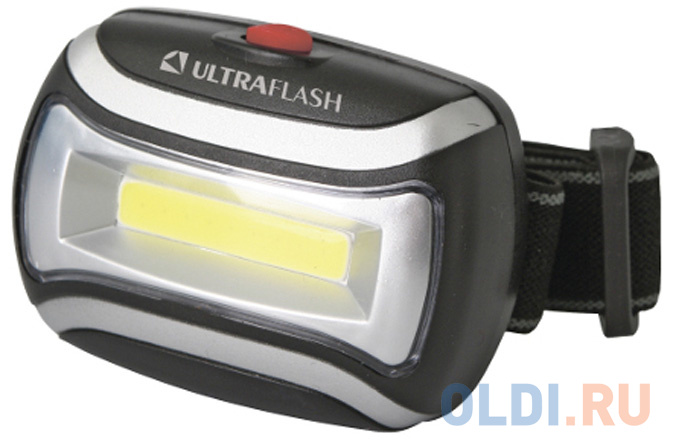 Ultraflash LED5380 (фонарь налобн.черн. 3 Вт COB LED, 3 реж, пласт, пакет) camelion led51516 фонарь черн led xpe 3 реж 1xlr03 в компл алюм откр блистер