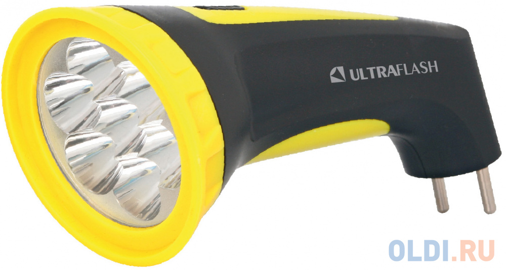 Ultraflash LED3807M  (фонарь аккум 220В, черный/желтый, 7 LED, 2 режима, SLA, пластик, коробка) налобный светодиодный фонарь ultraflash led 5361 2 режима