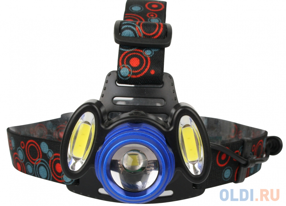 Ultraflash E1334 (фонарь налоб акк 3,7В, синий  /черный, 3LED, 4 Ватт, фокус, 2 ак 4 реж, метал,