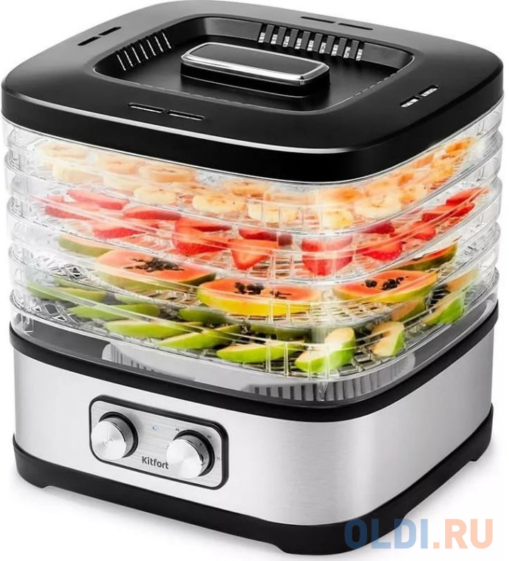 

Сушилка для овощей и фруктов KITFORT КТ-1940 серебристый