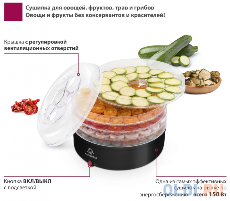 Сушилка для овощей и фруктов Мастерица СШ-0305 чёрный Сушилка для овощей и фруктов Мастерица СШ-0305 чёрный фото