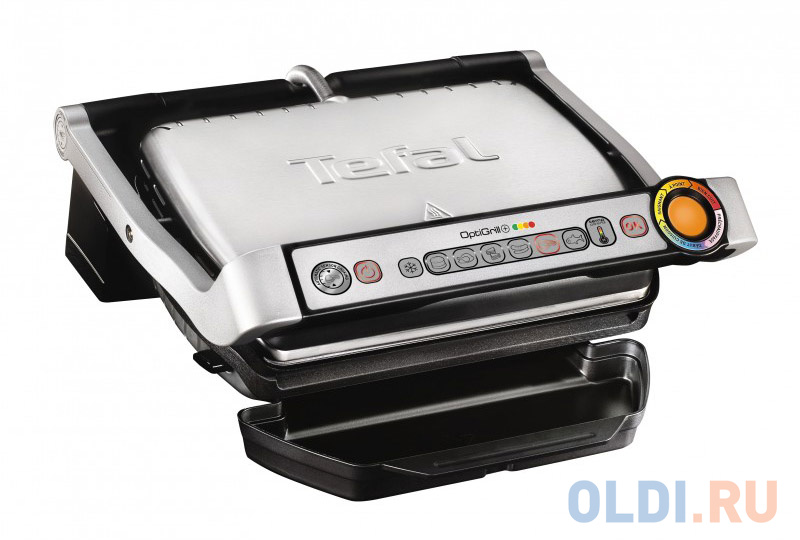 Электрогриль Tefal Optigrill GC712D34 чёрный серебристый электрогриль hyundai hyg 4046 серебристый чёрный