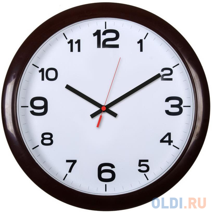 Часы настенные аналоговые Бюрократ WALLC-R87P D29см темно-коричневый/белый