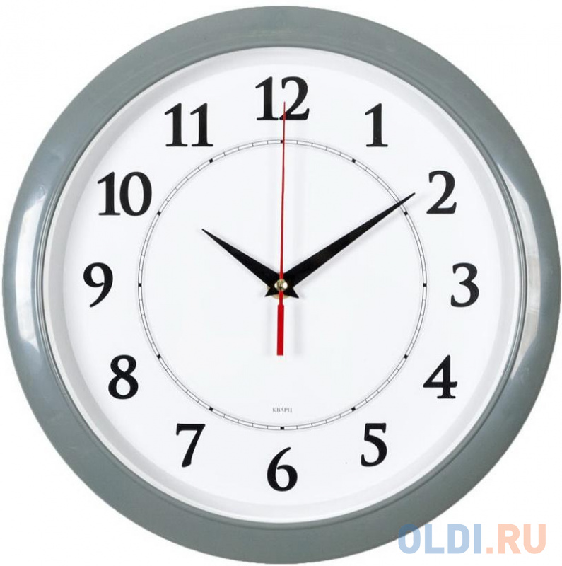 

Часы настенные аналоговые Бюрократ WALLC-R89P D29см серый/белый