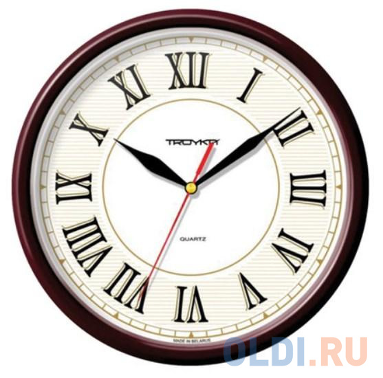 

Часы настенные TROYKA 91931915, круг, белые, коричневая рамка, 23х23х4 см