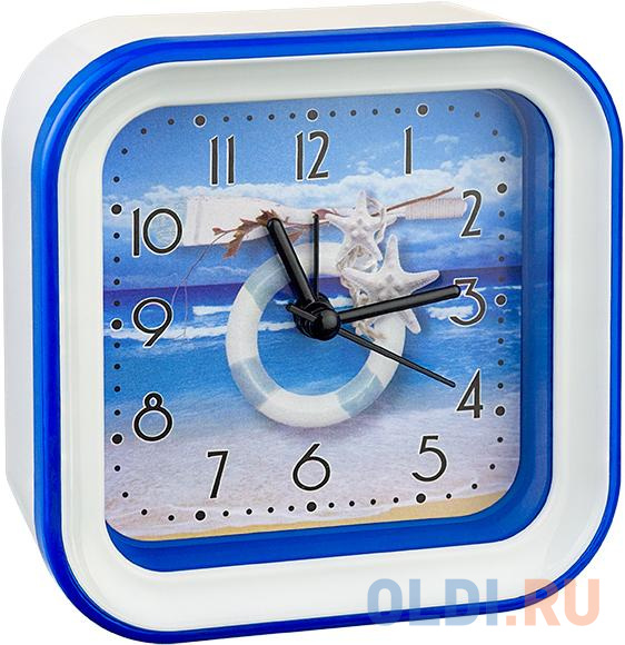 Perfeo Quartz часы-будильник "PF-TC-006", квадратные 10*10 см, спасат. круг