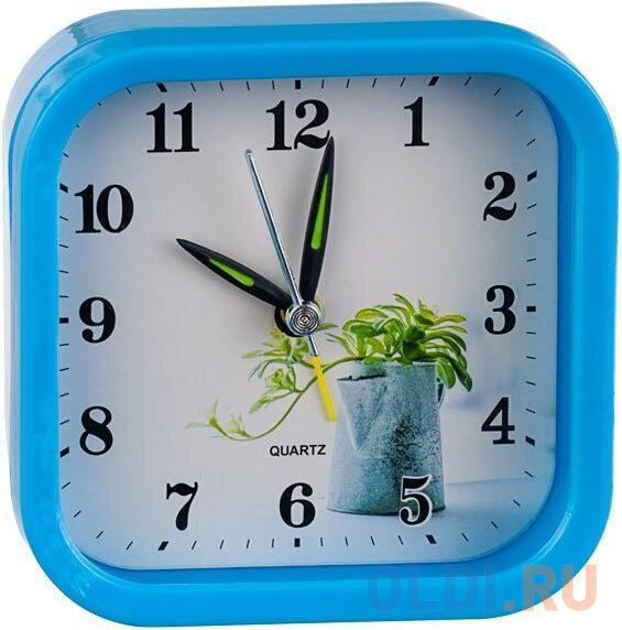 Perfeo Quartz часы-будильник "PF-TC-008", квадратные 9,5*9,5 см, синие