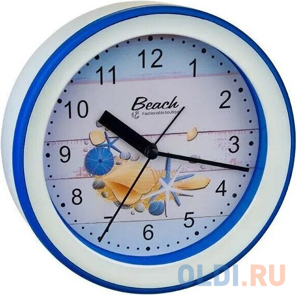 Perfeo Quartz часы-будильник PF-TC-009, круглые диам. 15,3 см, подвес на стену, ракушка