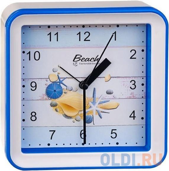 Perfeo Quartz часы-будильник PF-TC-010, квадратные 14,8*14,8 см, подвес на стену, ракушка
