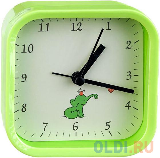 

Perfeo Quartz часы-будильник "PF-TC-012", квадратные 9,5*9,5 см, зелёные