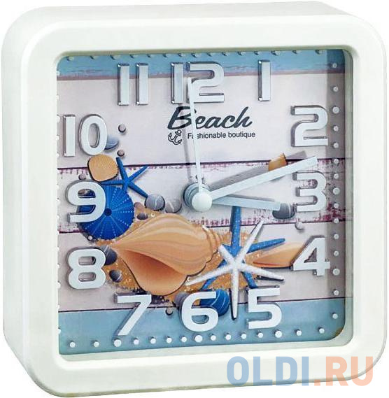 Perfeo Quartz часы-будильник PF-TC-014, квадратные 10,5*10,5 см, ракушка