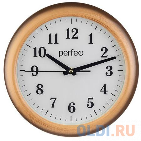 

Perfeo Настенные часы "PF-WC-009", круглые д. 32 см, орех корпус / белый циферблат