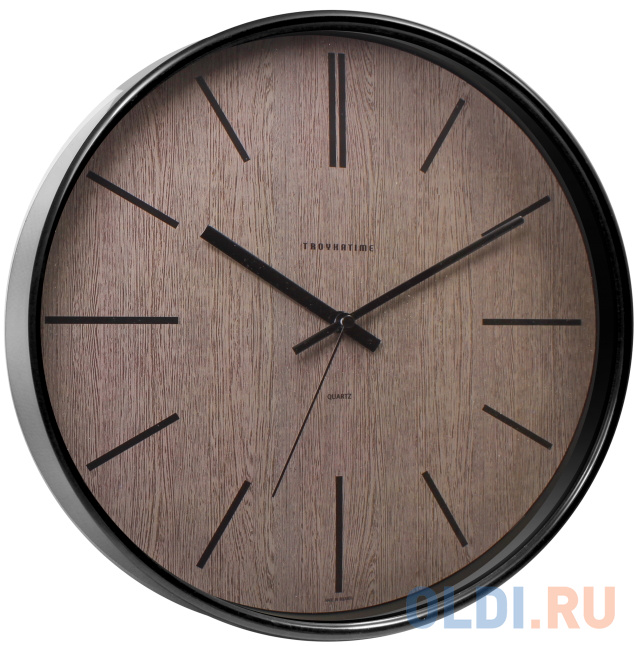 Часы настенные Troyka 77770743 чёрный коричневый часы настенные troyka 11170113 круг белые серебристая рамка 29х29х3 5 см