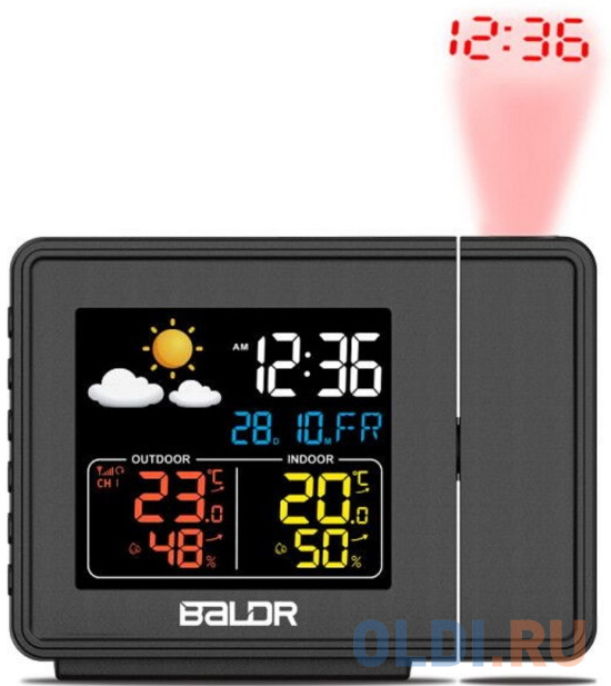 Часы проекционные BALDR B0367WST2H2R-V1 чёрный бесконтактный цифровой пирометр термометр квт kt 650a proline 79137 точечный указатель вес 0 1 кг