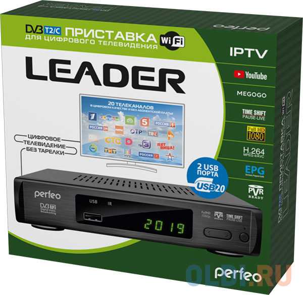Perfeo DVB-T2/C приставка "LEADER" для цифр.TV, Wi-Fi, IPTV, HDMI, 2 USB, DolbyDigital, пульт ДУ PF_A4412 - фото 2