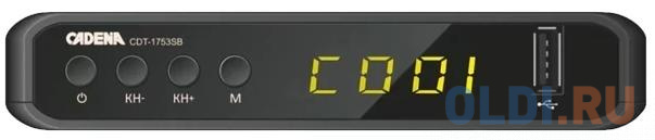 

Ресивер DVB-T2 Cadena CDT-1753SB (TC) черный
